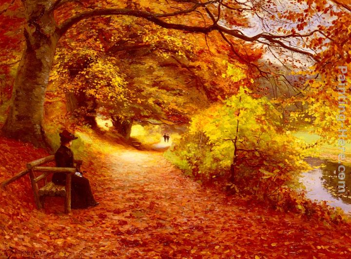 A Wooded Path In Autumn painting - Hans Anderson Brendekilde A Wooded Path In Autumn art painting